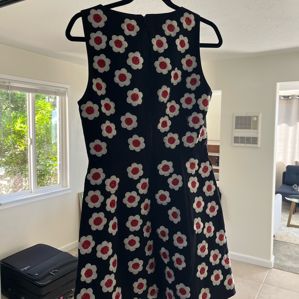 Alice + Olivia Black Dress with Red and White Floral Pattern